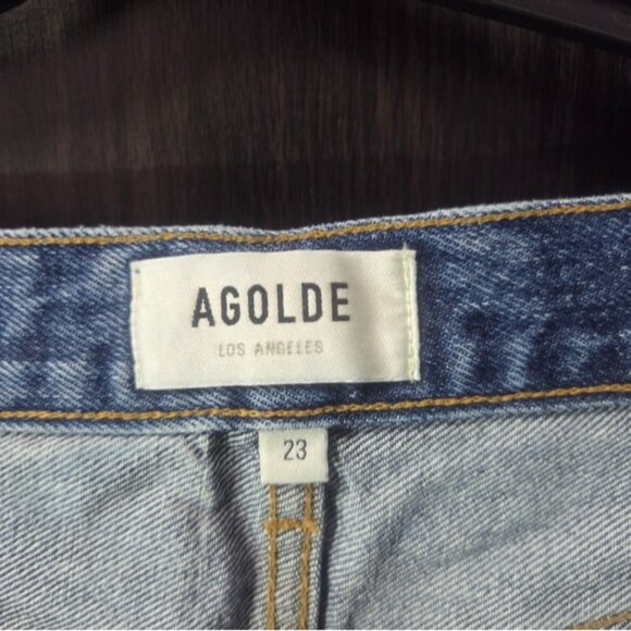 Agolde  Blue High-Waisted Jean Shorts Distressed Size 23 - Picture 8 of 8